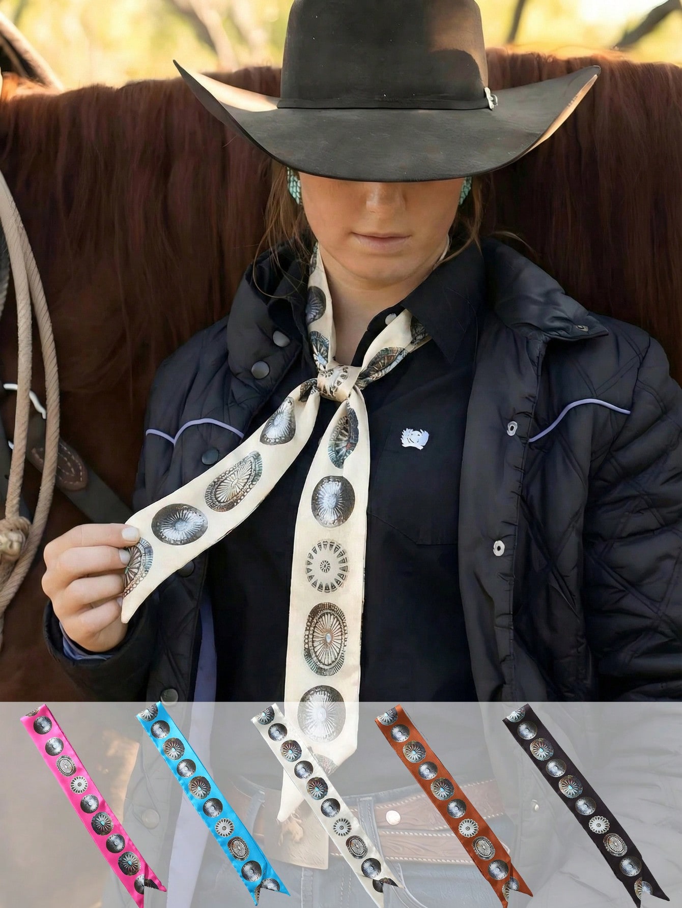 Women'S Accessories For Shoes - 1 Stück Western-Stil Cowgirl-Schal/Schleife, vielseitiger Seidenhalstuch,