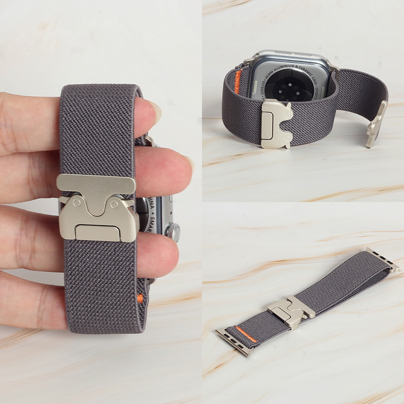 Women Accessories Website - Modischer, elastischer Nylon-Armband mit orangefarbenen Nähten