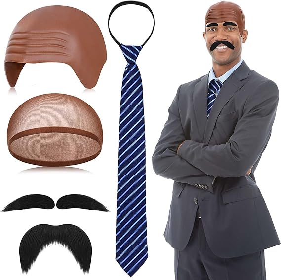 Women Accessories Combo - Neues Glatzkopf-Halloween-Kostümzubehör-Set mit falschen Bärten und