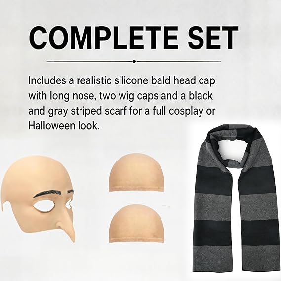 Neues Glatzkopf-Halloween-Kost – Women Accessories Combo Bewertung und Preis